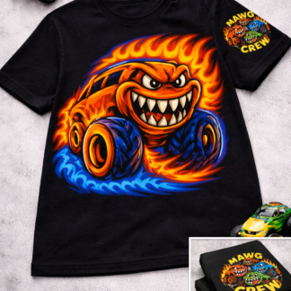 Monster Truck Kids Shirt – Neon Flame Truck Tee | MAWG Crew