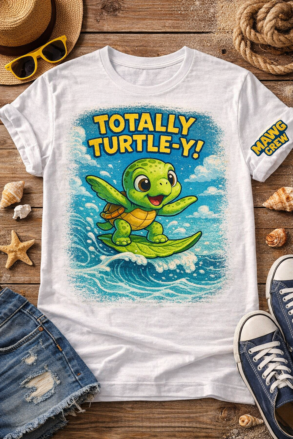 Totally Turtle-Y Kids Surf Shirt π’ | Funny Summer Beach Tee for Boys & Girls | MAWG Crew Toddler & Youth Shirt - Image 2