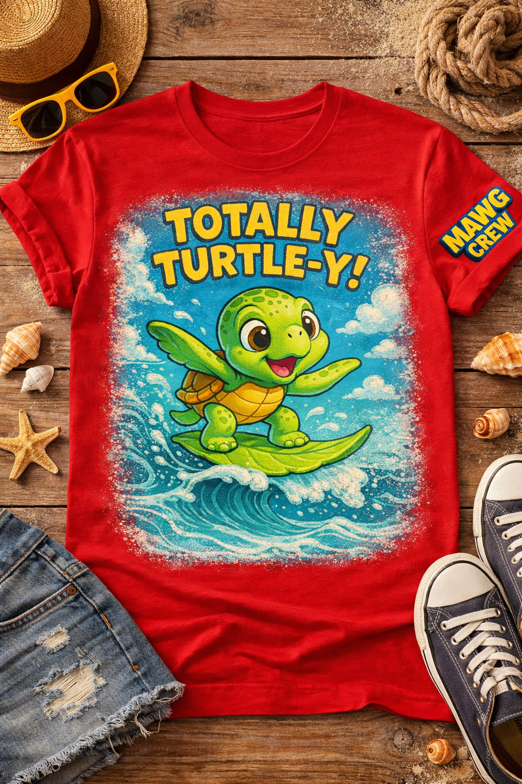 Totally Turtle-Y Kids Surf Shirt π’ | Funny Summer Beach Tee for Boys & Girls | MAWG Crew Toddler & Youth Shirt - Image 4