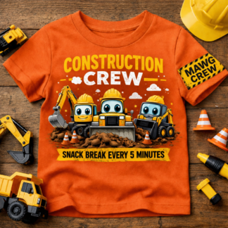 Construction Crew Kids Shirt – Snack Break Every 5 Minutes Funny Toddler & Youth Tee | MAWG Crew Truck Shirt